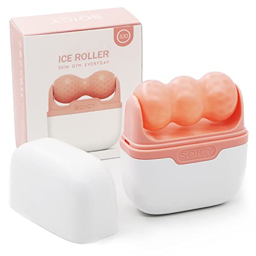 Leeshine Eisroller für Gesicht und Augen - Gesichtspflege Werkzeuge mit 2 in 1 Roller und Reiseetui zur Reduzierung von Schwellungen und Linderung von Migräne, Schmerzen Frauen Geschenk (Pink)