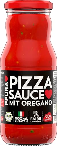 PPURA Pizzasauce 350g – Bio Pizzasauce mit italienischen Tomaten und Oregano, 100% natürlichen Zutaten, ohne Farb- & Zusatzstoffe, traditionell hergestellt – Made in Italy