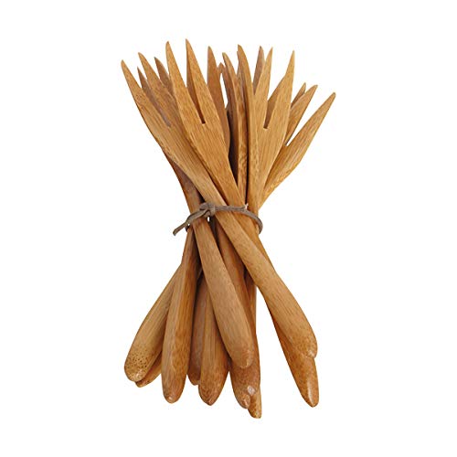 House Doctor 205400105 Gabel, Bamboo, 12 Stück/Pack, l: 14 cm, Aluminium, Holzfarbe