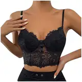 Generisch Damen Spitze Sexy Schöne Rücken Mesh Street Style Tube Top Korsett Camisole Blusen Damen (Black, XS)