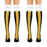 Tcnzdy 2 Paar Chicken Leg Socks, Amüsant Hühner Socken Über Das Knie Hühnersocken Crazy Socks Komfortabel Hühnerbein Socken Lange Socken Damen für Jungen und Mädchen (Schwarz)