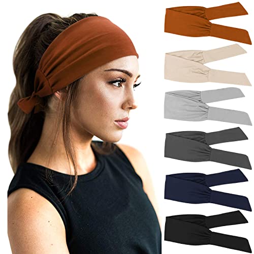 DRESHOW 6 Stück Damen Boho Stirnband Kopfband Haarband Gedruckt Stirnbänder Knoten Verdrehtes Elastische Kopf Wickeln Niedlich Haarschmuck für Mädchen