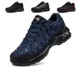 LARNMERN Arbeitsschuhe Damen Herren Sicherheitsschuhe Leichte Komfort Schutzschuhe Stahlkappenschuhe Atmungsaktive Luftkissen Dämpfung Schuhe Arbeit Pannensichere (Marine blau,36EU)