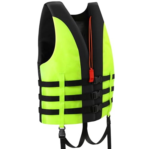 Schwimmweste Kinder Schwimmhilfe Float Jacket für Kinder, Jungen und Mädchen Wassersport mit Einstellbare Sicherheits Strap (Grün, S)