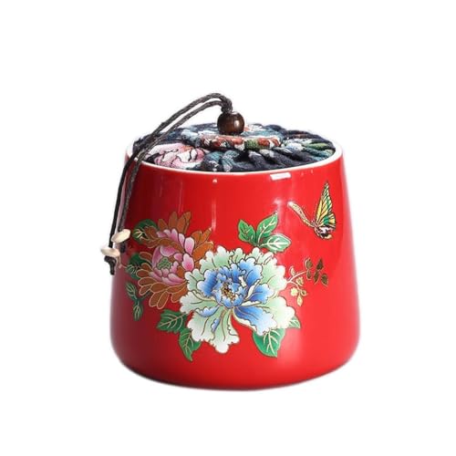 MEYINGOU Vintage Chinese Style Keramik Teedose, Kleine versiegelte Dosen, tragbare Teedosen, chinesische Retro-Pfingstrose-Porzellandosen, Haushaltsdosen, Tee-Organizer