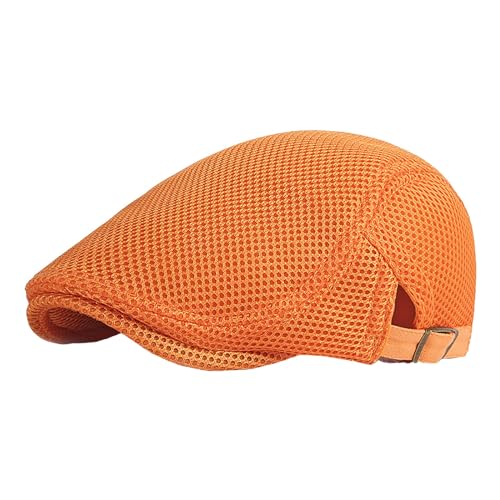 2025 - Damen Sommer dünne Retro Hohl Mesh atmungsaktiv verstellbare Sonnenkappe Damen Hut Winter Sportlich (Orange, One Size)