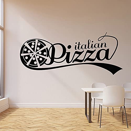 QIANGTOU Italienische Pizza Logo Wandtattoo Lebensmittelgeschäft Pizzeria Leckeres Restaurant Küche Inneneinrichtung Vinyl Fensteraufkleber Wandbild 42x100cm