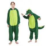 Udekit Weich Schlafanzug Einteiler Niedlicher Dinosaurier Pyjama Robe Strampler Nachtwäsche Cosplay Kostüm Karneval und Halloween Party für Erwachsene Groß