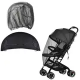 Sonnensegel Kinderwagen, Insektenschutz für Kinderwagen, Sonnenschutz Kinderwagen, Moskitonetz für Buggy, Sonnenverdeck für Baby Buggy, Mückennetz Kinderwagen, 2 Stücke