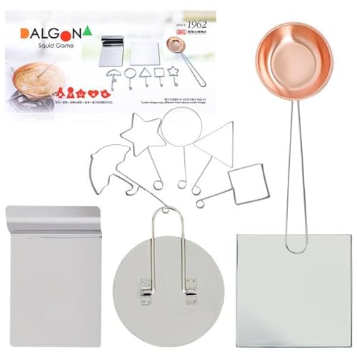 Koreanisches Süßigkeitenherstellungs-Set, komplettes 9-teiliges Dalgona-Kit mit Formen, Bodenschale, Schöpflöffel, Pressschale, Dragger, koreanische Süßigkeitenherstellung Zubehör für Zuhause,