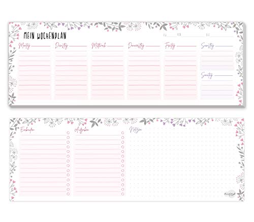 Wochenplaner ohne festes Datum [Blumen] 50 Blatt | Tischkalender Block quer undatiert inkl. Terminplaner, Wochenziele, Habit-Tracker, To-Do-Liste, Einkaufsliste, Notizen | klimaneutral & nachhaltig