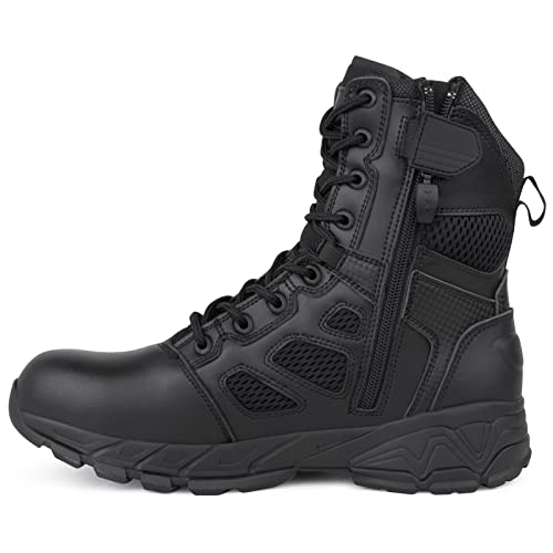 QUNLON Militär Stiefel Herren Kampfstiefel Herren Schwarz Springerstiefel Einsatzstiefel Herren Atmungsaktiver Tactical Boots Bundeswehr Stiefel mit YKK-Zipper-38EU