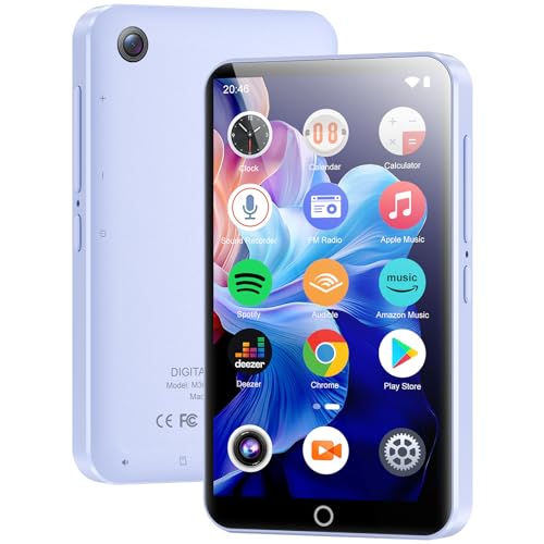 MP3 Player mit Bluetooth WiFi, 80GB MP3-Player mit Kamera, Android MP4 Player mit Spotify, Audible, Amazon Music, Deezer, 4.02" Touchscreen Kinder MP3 Player Musik Player mit Lautsprecher, FM Radio