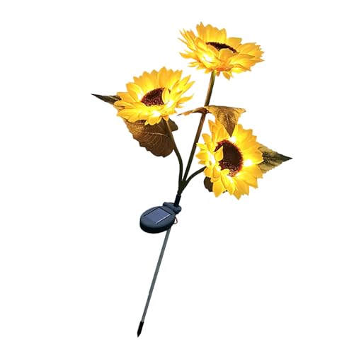 Qcwwy IP55 Sonnenblumenlicht 24 LEDs Warmes Weißes Solargartenlicht für die Externe Dekoration