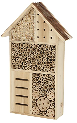 Kerbl Pet Pet Insektenschutzhaus, Für Garten und Balkon, Insektenhotel für Grabwespen / Wildbienen / Mauerbienen / Schmetterlinge / Käfer, Naturbelassen, 27x9x49 cm