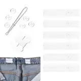 Piriuuo 6 Stück Hosenversteller, Verstellbare Elastischer Hosenbund Hosen Taillenspanner Hosen Enger Machen Clip Flache Nähbandspule mit Knopflöchern Hosenbund Enger für Hosen Jeans Rock Damen Herren
