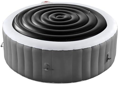 Tlswshsy Aufblasbare Whirlpool-Abdeckung, energiesparender Deckel für runden Whirlpool, faltbar, schützende Regenüberlaufabdeckung für aufblasbare Whirlpools im Freien, 150 cm, Schwarz