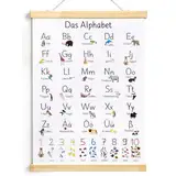 ABC Poster für Kinder 30x40 cm Lernposter Schreiben Lernen Alphabet Zahlen Poster Buchstaben Grundschrift Geschenk zur Wanddeko Kinderzimmer für Einschulung Kindergarten Grundschule Vorschule