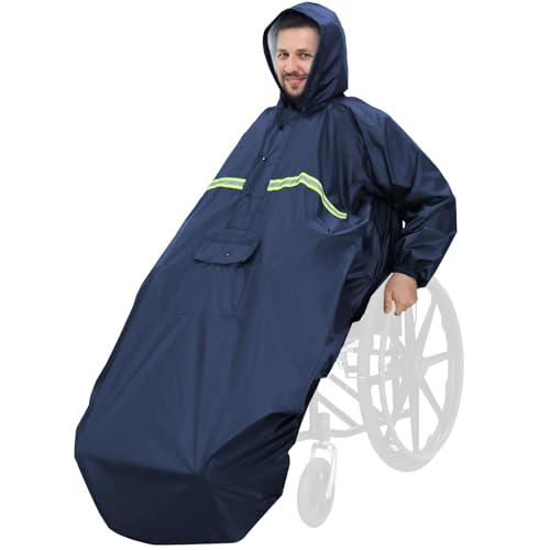 ANYOO Wasserdichte Rollstuhl Poncho Abdeckung mit Ärmeln, Leichter Regenponcho Cape Shield mit Gummibändern bietet Trockenschutz für Rollstühle, Gelb, Einheitsgröße