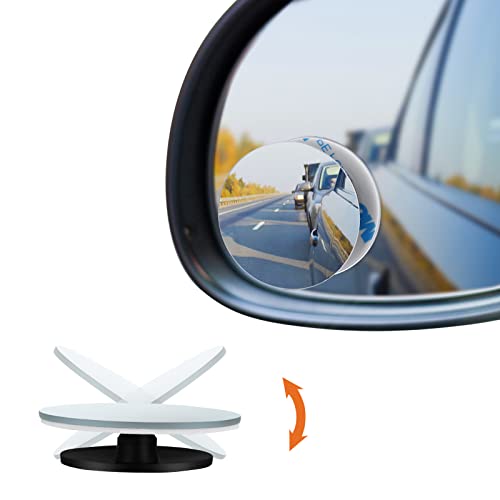 URAQT Toter Winkel Spiegel,2 Stück 360° Verstellbarer Wasserdichter HD Selbstklebend Weitwinkelspiegel Toten Winkel Assistent Universal Trainer Rückspiegel Spiegelfolie Auto für General Autospiegel