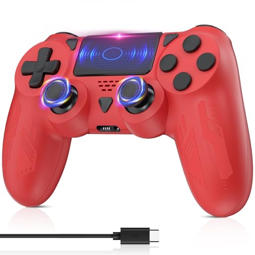 Bonacell Wireless Controller für Ps-4 Dual Vibration Kabellose Gamepad mit Turbo und 3.5mm Audio Jack/LED/Touch Pad für P-s4/Pro/Slim/Pc