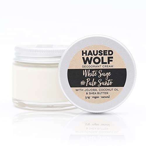 Haused Wolf Deocreme - 50 g - im Glastiegel - vegan - handmade in Germany (White Sage & Palo Santo)