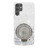 Rnrieyta Miagon Treibsand Ständer Hülle Glitzer für Samsung Galaxy S21 Ultra,Cute Dünn Crystal Schutzhülle Weiches Bling Transparent Case Bumper mit Flüssig Halter Kickständer