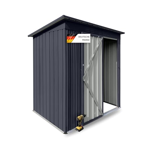 Albatros Profi Gerätehaus S – verzinktes Metall in Anthrazit (RAL 7016) | 165x86x174cm, 2,4m³ | Inkl. Schloss & Werkzeughaken | wetterfester Geräteschuppen, Gartenschrank, Gartenhaus