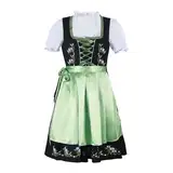 Trachtenkleid Damen Dirndl Kurz Midi 3tlg. für Oktoberfest-DREI Teilig: Kleid, Bluse, Schürze Dirndl hochgeschlossen Dirndl schwarz rosa schürze Spitze