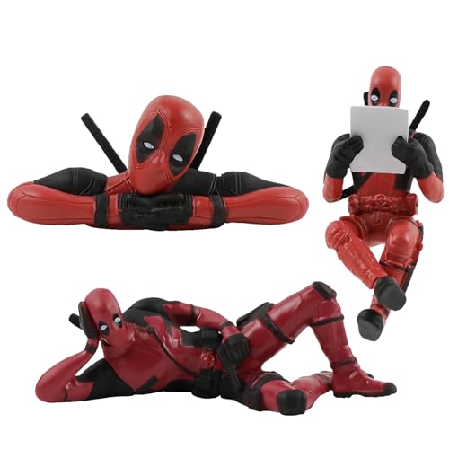 3 Pieces Deadpl Action Figures, Red Black Action Figures, Funny Anime Anime Car Interior Decoration Accessories, PVC-Modellspielzeug, Collectible for Adults