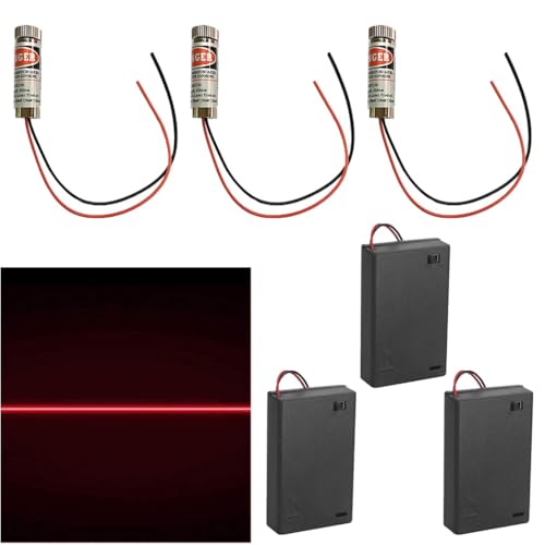 3 Stück Fokussierbare Lasermodul laser Fokus Einstellbar Laser Rot Laserlinie 3-5V 650nm mit Kunststoff Linsen+ AA Batteriehalter,verwendet für Korrektur und Ausrichtung von Industriegebäuden