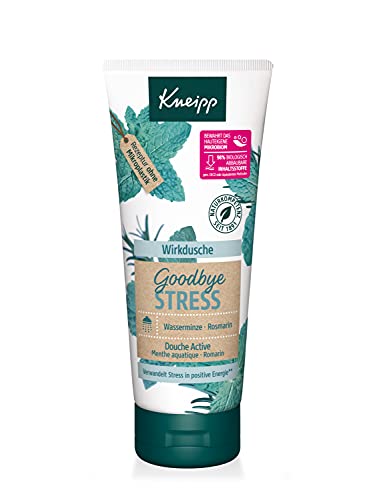 Kneipp Wirkdusche Goodbye Stress - feuchtigkeitsspendendes Duschgel mit ätherischen Ölen aus Rosmarin & Wasserminze für mehr Energie - vegan - ohne Mikroplastik - 200ml