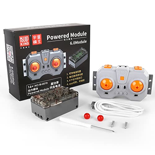 Mould King M0019 6.0 Powered Module, inklusive wiederaufladbarer Fernbedienung und Batteriebox, 6 Power Output Port Upgrade Zubehör (APP-Steuerung/programmierbar), kompatibel mit -Technik