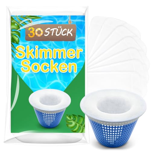 Pool Skimmer Socken, 30 Stück Schwimmbad Skimmer Filter Netz Wiederverwendbar für Skimmer Teich Reinigung Schmutz und Blättern, Schutz Pumpe Filteranlage Körbe, Skimmer Pool Filter Saver Socken Netz