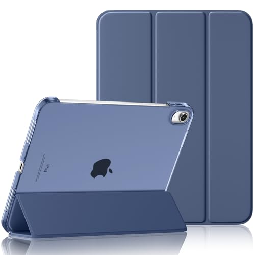 Maledan Hülle für iPad 10 11 Generation (A16 2025 11 Zoll/2022 10,9 Zoll), Schlankes Leichtgewicht Transluzente PC Rückseite Stoßfeste Case Schutzhülle für iPad 10, Auto Schlafen/Wachen, Blau Grau