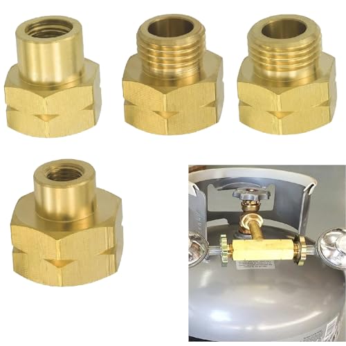 Xiciki 4 Stück Gasflaschen Adapter,Gasanschluss Adapter aus Messing,Gasflaschen Adapter Set Europa,Adapter Gasflasche,Heizstrahler Gas Adapter(D1-D4)