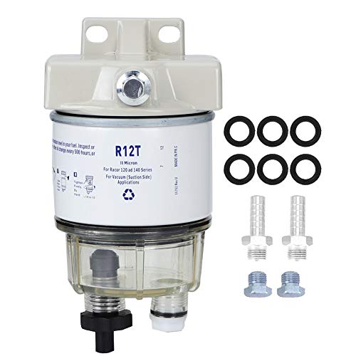 Dingln Kraftstofffilter, R12T Boot Marine Rotation Kunststoff Kraftstofffilter Wasserabscheider Fit für Speedboat Öltanker Marine Rotationswasserabscheider, kompatibel mit Schnellboot