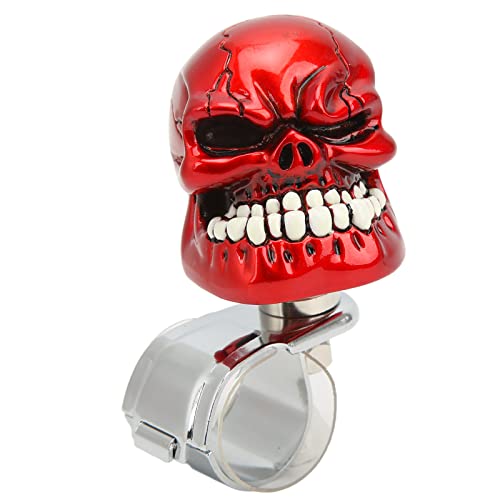 Lenkradknauf, Totenkopf-Lenkradknauf Spinner Suicide Power Handle für Autos, LKW, Traktoren, Boote(rot)