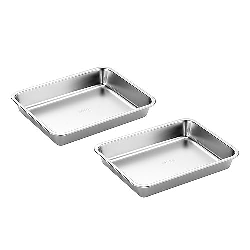 SANTOS 2X XL Edelstahl Grillschale - 26,9x20,9x4cm - Allround-Talent - Backofen & Grill - hitzeresistent, backofengeeignet, langlebig & pflegeleicht