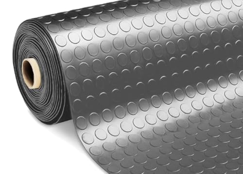 BIANCHERIAWEB Teppich Bodenbelag gummiert PVC mit Noppen Dunkelgrau 100 x 200 cm Floor Dunkelgrau