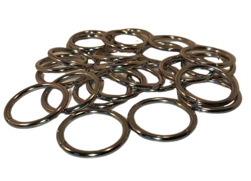 NRV-Outdoorbedarf Gardinenringe für Gardinenstangen Ø 20 mm, inklusive Faltenlegehaken, 20 Stück, Breite 3 mm, Metall, Chrom-Glanz