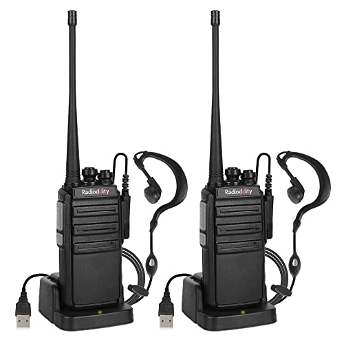 Radioddity GA-2S Walke Talkie Set 4KM Reichweite 16 Kanäle UHF Profi Funkgerät mit Mikro USB-Anschluss, inkl. Wiederaufladbare Akkus, USB-Ladekabel und Transparentes Headset (2 Stücke)