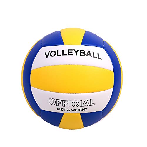 PECOGO Volleyball, Größe 5, PU-Leder, weich, für drinnen und draußen, Sport-Training, Spielball für Anfänger, Jugendliche, Erwachsene, 8,2