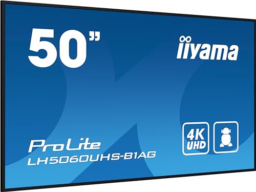 iiyama Prolite LH5060UHS-B1AG 125.7cm 49.5" Digital Signage Display IPS LED Panel 4K UHD HDMI Audio-Out USB2.0 RS-232c RJ45 Mediaplayer Android 11 OS WiFi 24/7 schwarz