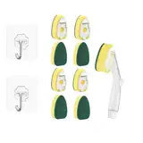 8Pack Mit Spülmittelspender, Befüllbare Spülbürste Schwamm Mit Stiel Geschirrspüler Schwamm 1Pcs Handle+2 Transparent Haken Nicht Kratzen Scheuerpad Schwamm Wischt Scheuerbürste für Küche Reinigung