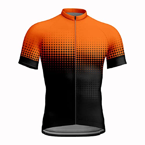 KAREN66 Herren Kurzarm Radtrikot Fahrradtrikot Bequemer und modischer Trend eng anliegender Sommer-Radsportanzug für Herren (Orange, M)