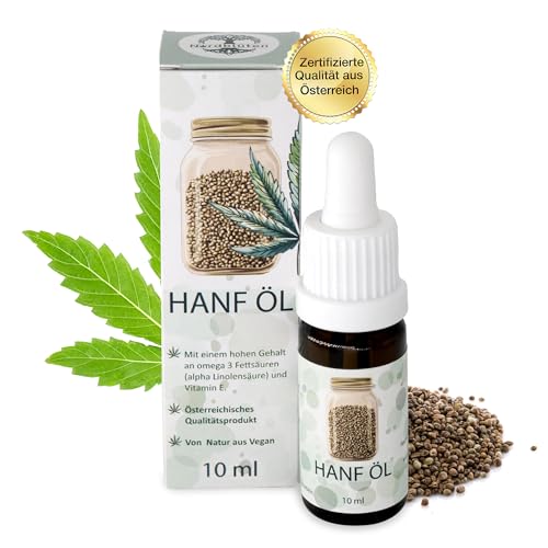 Nordblüten Premium Hanföl hochdosiert 10ml – 100% reines, kaltgepresstes Hanfsamenöl – Reich an Omega-3 & Omega-6 Fettsäuren, Vitamin E – Veganes Naturöl aus Österreich ohne Zusatzstoffe