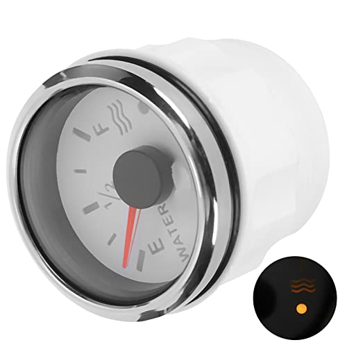 Wassertankanzeige | 52 mm / 2 Zoll Wasserstandsanzeiger 9-30 V DC Smart Alarm für europäisches RV 0-190 Ohm Sensor für Marineboote (Weiß)