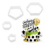 JIYIN 4 Stück Fußball Ausstechform, Sechseck Ausstechformen Set Fußball Muster Keks Ausstecher Fußball Fondant Schneider für DIY Fussball Plätzchen,Dessert,Torten Dekorieren