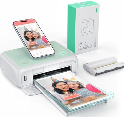 YOTON Fotodrucker für Smartphone, Mobiler Drucker mit 54 Stück Fotopapier (4x6) und 1 Patrone, Unterstützt 15Sekunden-AR-Videodruck, WiFi-Verbindung,Verfügbar für iOS und Android Phones/Laptops